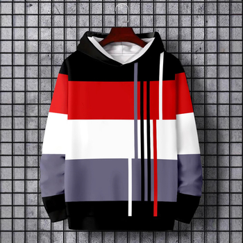 2024 Европа и Съединените щати трансгранични мъжки Temu нови модни дрехи ежедневни снаждания цвят свободен плюс размер пуловер с качулка