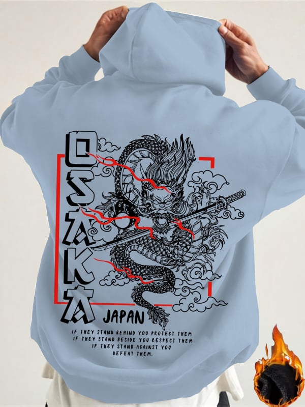 Hanorac cu imprimeu de dragon, hanorac cool pentru bărbați, hanorac cu design casual pentru bărbați
