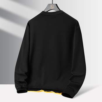 Мъжки пуловер, пролетен, есенен и зимен, нов модерен, красив, връхно облекло с кръгло деколте, свободна долна част, тениска с дълъг ръкав и вътрешен горнище