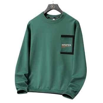 Мъжки пуловер, пролетен, есенен и зимен, нов модерен, красив, връхно облекло с кръгло деколте, свободна долна част, тениска с дълъг ръкав и вътрешен горнище