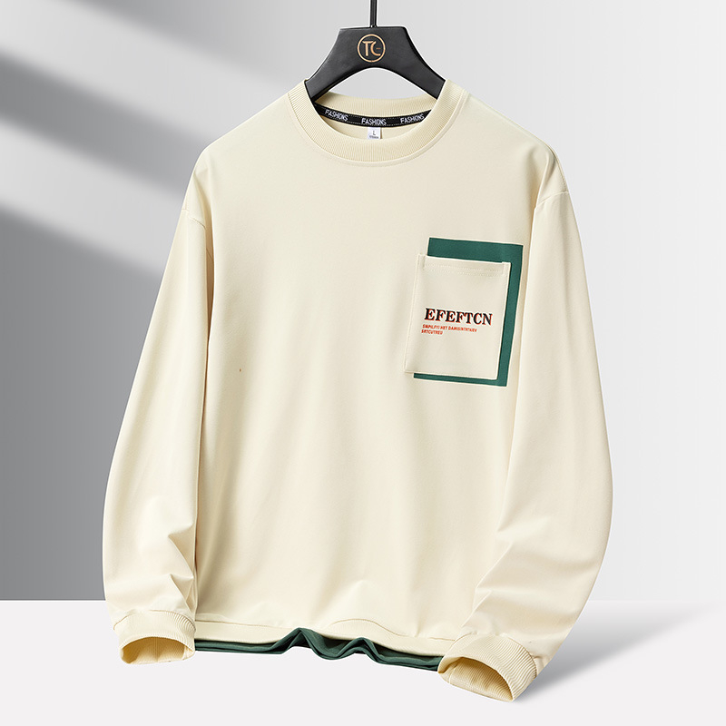 Pulover bărbați de primăvară, toamnă și iarnă, nou, la modă, frumos, cu guler rotund, îmbrăcăminte exterioară, lejer, cu mânecă lungă, tricou interior pentru bărbați