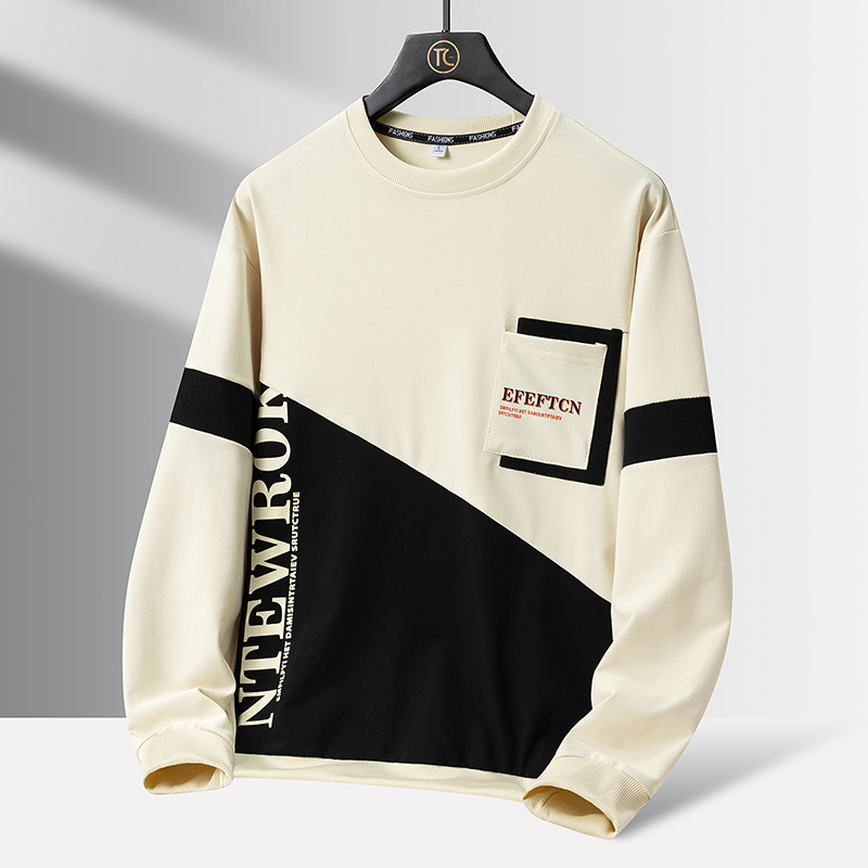 Pulover bărbați de primăvară, toamnă și iarnă, nou, la modă, frumos, cu guler rotund, îmbrăcăminte exterioară, lejer, cu mânecă lungă, tricou interior pentru bărbați
