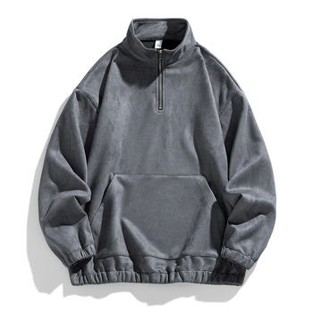 Мъжки дрехи на едро, есенна яка, половин жилетка, пуловер, мъжки, японски ретро, дълъг ръкав, еленова кожа, кадифена базова риза, ежедневен топ за мъже