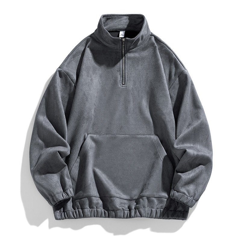 Îmbrăcăminte pentru bărbați en-gros, cardigan cu guler de toamnă, jumătate de cardigan, pulover pentru bărbați, retro japonez, mânecă lungă, din piele de căprioară, cămașă casual pentru bărbați