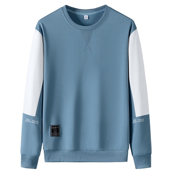 Ексклузивен мъжки пуловер с кръгло деколте, есенен пуловер, модерен, ежедневен, модерен, универсален, с дълъг ръкав, тениска с дълъг ръкав