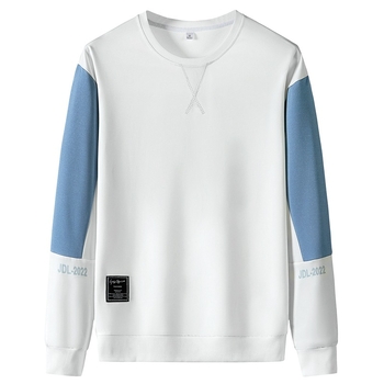 Ексклузивен мъжки пуловер с кръгло деколте, есенен пуловер, модерен, ежедневен, модерен, универсален, с дълъг ръкав, тениска с дълъг ръкав