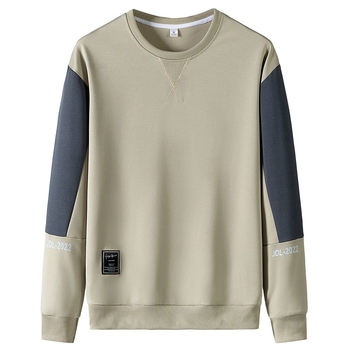 Ексклузивен мъжки пуловер с кръгло деколте, есенен пуловер, модерен, ежедневен, модерен, универсален, с дълъг ръкав, тениска с дълъг ръкав