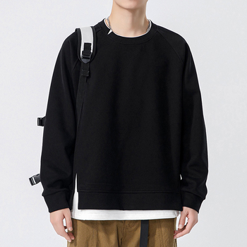 Мъжки есенно-зимен нов тежък суитшърт с кръгло деколте от две части от фалшива марка Hanpai, мъжки, в чист цвят, свободен топ