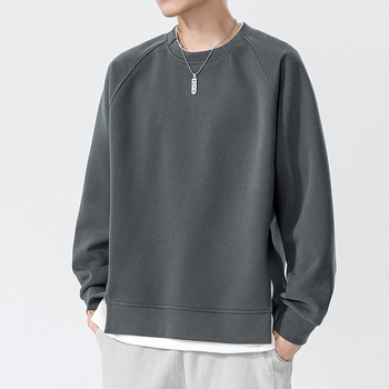 Мъжки есенно-зимен нов тежък суитшърт с кръгло деколте от две части от фалшива марка Hanpai, мъжки, в чист цвят, свободен топ