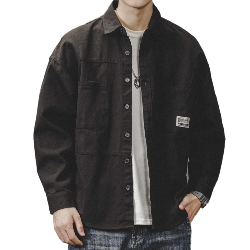 Amerikai munkás ing stílusú férfi 2024 tavaszi és őszi új, laza, vékony kabát, japán stílusú retró, hétköznapi hosszú ujjú ing