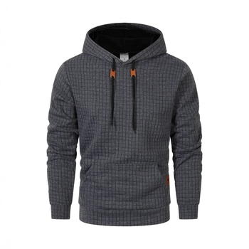 2024 външна търговия нов европейски размер мъжки ежедневен едноцветен жакард мъжки Amazon кариран ватиран памучен пуловер с дълъг ръкав и качулка