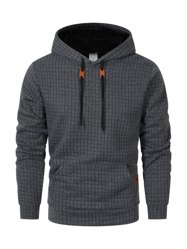 2024 nový zahraničný obchod európskej veľkosti pánsky ležérny jednofarebný žakárový pánsky amazonský kockovaný prešívaný bavlnený sveter s dlhým rukávom a kapucňou