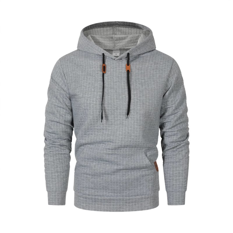 Pulover cu glugă și mânecă lungă din bumbac matlasat, stil european, 2024, comerț exterior, mărime nouă, casual, culoare solidă, jacquard, pentru bărbați, în carouri Amazon