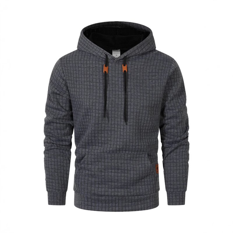 2024 nový zahraničný obchod európskej veľkosti pánsky ležérny jednofarebný žakárový pánsky amazonský kockovaný prešívaný bavlnený sveter s dlhým rukávom a kapucňou