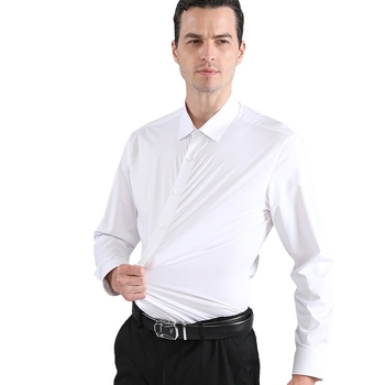 Ανδρικό πουκάμισο με λάστιχο και αγκράφα, με τελείωμα, χωρίς ίχνη, τετράπλευρο, με μεταξωτό ύφασμα, που δεν σιδερώνεται, σε στενή γραμμή, Amazon Explosion