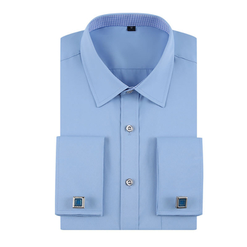 Νέο επίσημο ανδρικό πουκάμισο γαλλικού τύπου με επαγγελματικό γαλλικό μανικετόκουμπα, πουκάμισο με μακριά μανίκια και σχέδιο τσέπης, μοντέρνο πουκάμισο