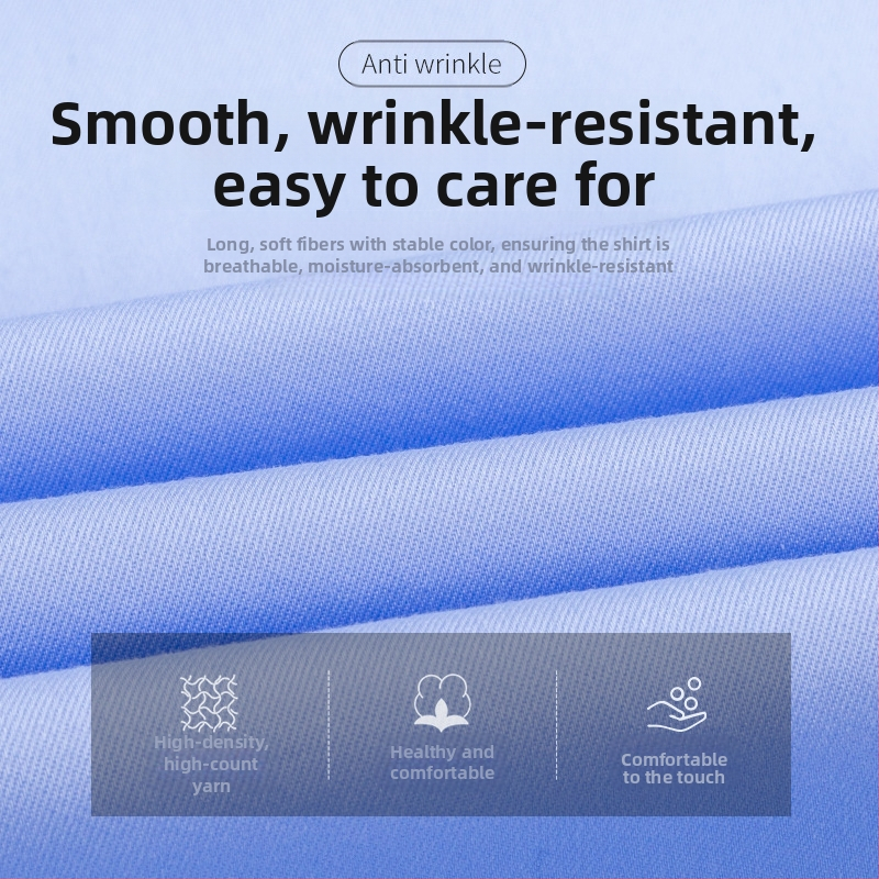 Pánske bavlnené tričko DP, nežehliteľné, na mieru, pánske dlhé obchodné profesionálne jarné a jesenné biele tričko proti vráskam, veľkoobchod