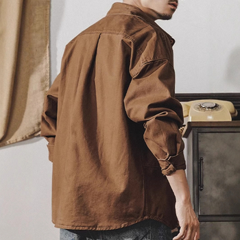 Мъжка есенна и зимна риза, памучна винтидж военна работна екипировка, риза с дълъг ръкав и много джобове, ловни дрехи Tough Guy