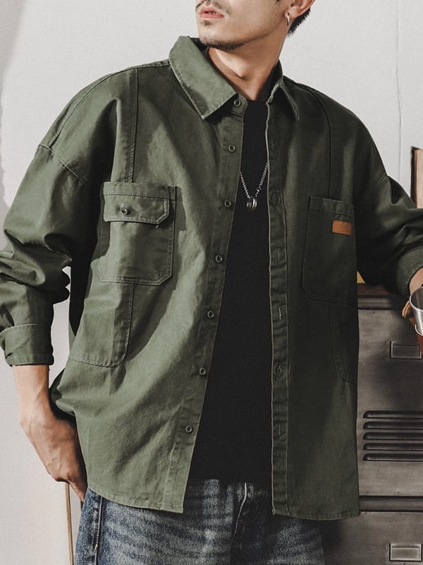 Toamna și iarna cămașă bărbați din bumbac vintage militară de lucru ținută cu mânecă lungă cămașă cu mai multe buzunare haine de vânătoare dur tip