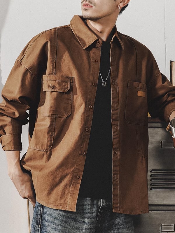 Toamna și iarna cămașă bărbați din bumbac vintage militară de lucru ținută cu mânecă lungă cămașă cu mai multe buzunare haine de vânătoare dur tip