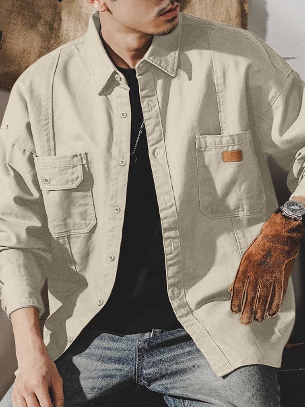 Toamna și iarna cămașă bărbați din bumbac vintage militară de lucru ținută cu mânecă lungă cămașă cu mai multe buzunare haine de vânătoare dur tip