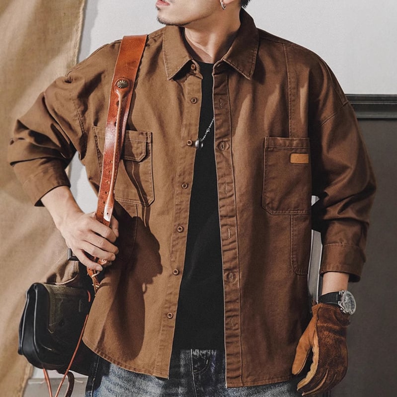 Toamna și iarna cămașă bărbați din bumbac vintage militară de lucru ținută cu mânecă lungă cămașă cu mai multe buzunare haine de vânătoare dur tip