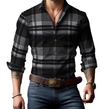 2024 καλοκαίρι σέξι όμορφος νέος μοντέρνος φαρδύς αναπνεύσιμος ανδρικός μακρύς φουσκωτός πουκάμισος MB12