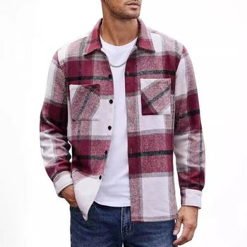 2023 Amazon Men's Flanel Groased Casual Fashion Cel mai ușor pentru asortare Jachetă în carouri frumoasă