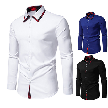 Εξωτερικό Εμπόριο Amazon Φθινόπωρο Νέο Ανδρικό Καρό Πουκάμισο με Τρίγωνο Γιακά και Μακρυμάνικο σε Αντίθεση, Casual Ευρωπαϊκό Μέγεθος, Πουκάμισο A368