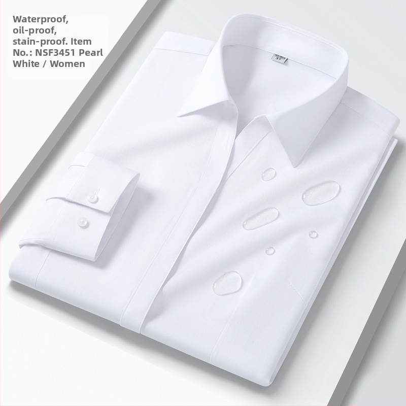 Pánska trojfarebná košeľa s dlhým rukávom, obchodná, profesionálna, pánska, jednofarebná, formálna, nežehlivá, vodeodolná, olejoodolná, proti znečisteniu, pánska biela košeľa