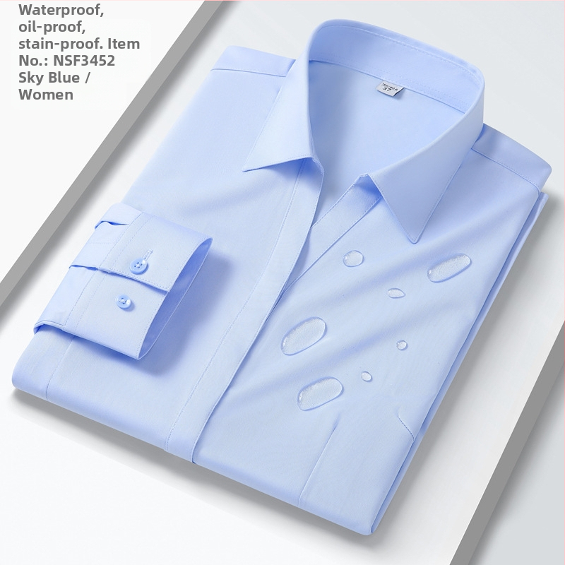 Pánska trojfarebná košeľa s dlhým rukávom, obchodná, profesionálna, pánska, jednofarebná, formálna, nežehlivá, vodeodolná, olejoodolná, proti znečisteniu, pánska biela košeľa