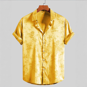 Ανδρικό πουκάμισο Amazon με κέντημα και κοντό μανίκι για το καλοκαίρι του 2024