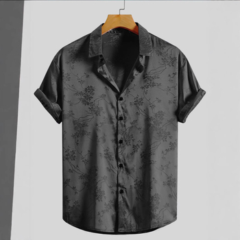 Ανδρικό πουκάμισο Amazon με κέντημα και κοντό μανίκι για το καλοκαίρι του 2024