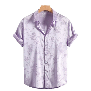 Ανδρικό πουκάμισο Amazon με κέντημα και κοντό μανίκι για το καλοκαίρι του 2024