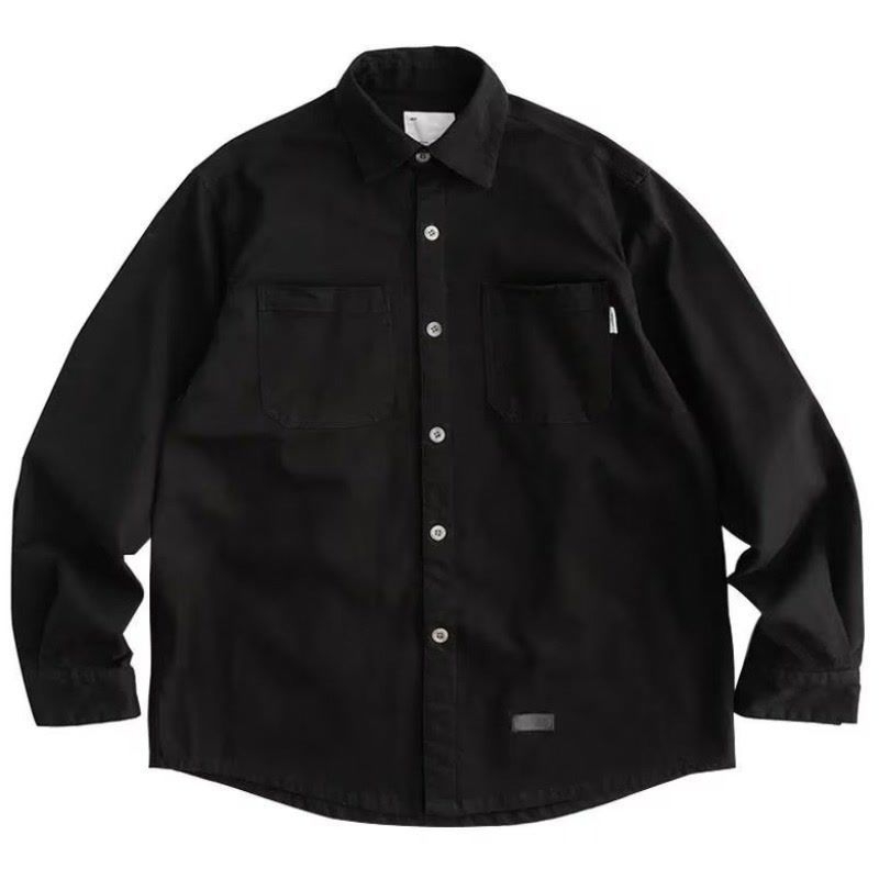 Pánska košeľa s dlhým rukávom, japonská retro pracovná obuv, kórejský štýl, trendy košeľa s voľnými vreckami, mládežnícka všestranná ležérna bunda