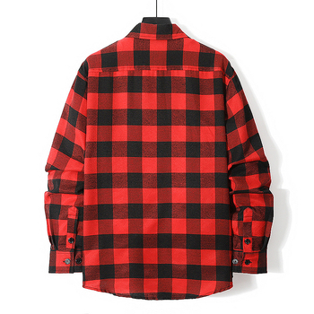 Ανδρικό πουκάμισο με μακριά μανίκια, βαμβακερό, φθινοπωρινό και χειμερινό, με φαρδιά πέτα, σε Ευρωπαϊκό μέγεθος, νέας άφιξης, μοντέρνο καρό πουκάμισο, ανδρική μόδα