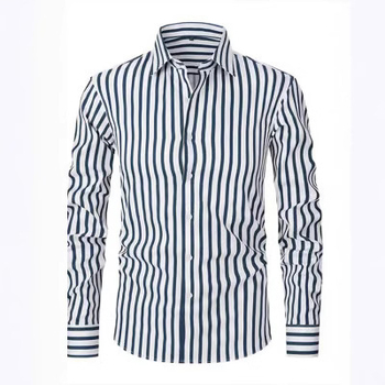 2024 Νέο Ευρωπαϊκό και Αμερικανικό Διασυνοριακό Amazon Independent Station 3D Ψηφιακή Εκτύπωση Ριγέ Ανδρικό Μακρυμάνικο Πουκάμισο