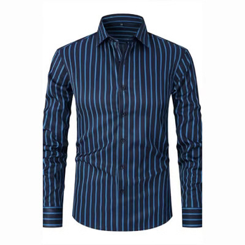 2024 Νέο Ευρωπαϊκό και Αμερικανικό Διασυνοριακό Amazon Independent Station 3D Ψηφιακή Εκτύπωση Ριγέ Ανδρικό Μακρυμάνικο Πουκάμισο