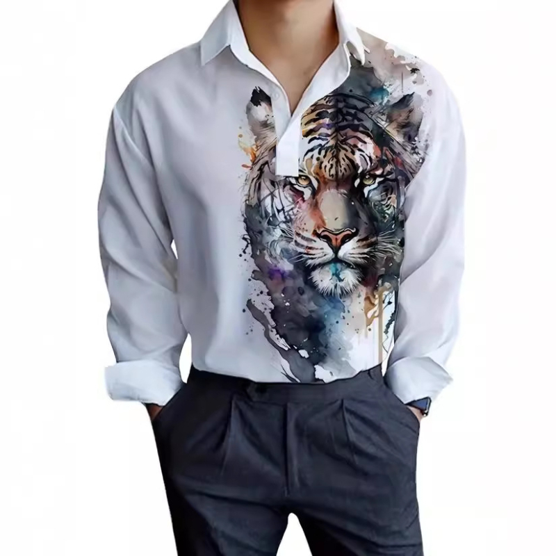 Špeciálna ponuka Drainage Cross-border Plus Size Pánske jednoduché tričko s potlačou na ramenách Business Slim Pánske tričko s dlhým rukávom Fashion Yama