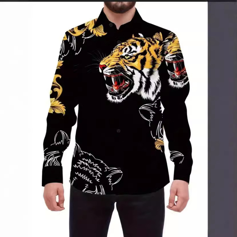 Špeciálna ponuka Drainage Cross-border Plus Size Pánske jednoduché tričko s potlačou na ramenách Business Slim Pánske tričko s dlhým rukávom Fashion Yama