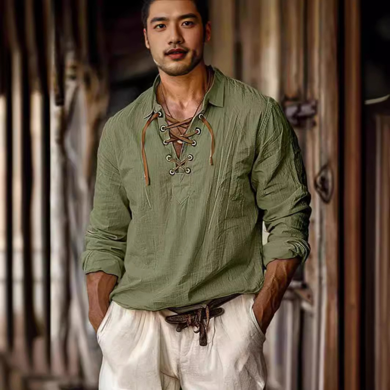 Bărbați transfrontaliere noi europene și americane plus size rever Tether Shirt culoare solidă casual in V-neck lejer mânecă lungă tricou