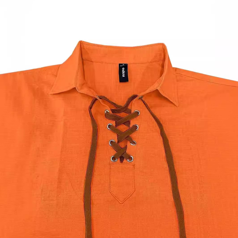 Bărbați transfrontaliere noi europene și americane plus size rever Tether Shirt culoare solidă casual in V-neck lejer mânecă lungă tricou