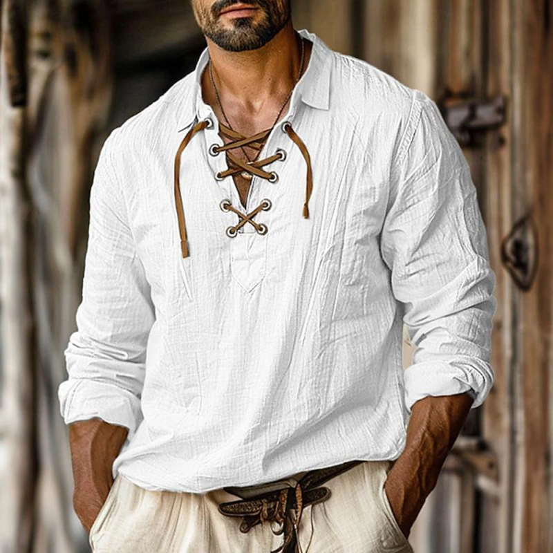 Bărbați transfrontaliere noi europene și americane plus size rever Tether Shirt culoare solidă casual in V-neck lejer mânecă lungă tricou