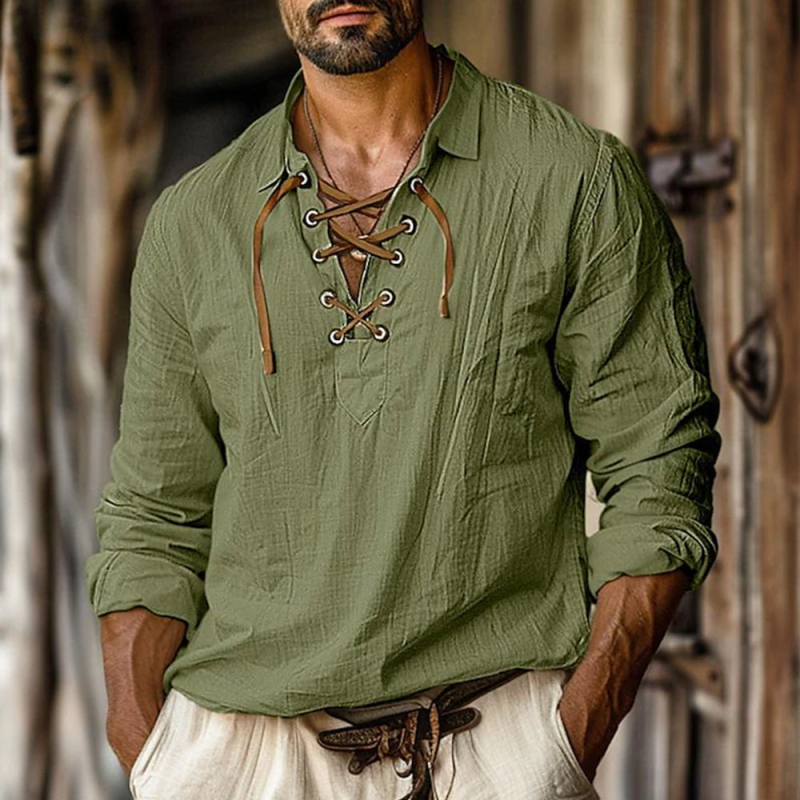 Bărbați transfrontaliere noi europene și americane plus size rever Tether Shirt culoare solidă casual in V-neck lejer mânecă lungă tricou