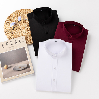 Ανδρικό Φθινοπωρινό Πουκάμισο με Κινέζικο Γιακά, Λευκό Φόρεμα με Μακρυμάνικο Επαγγελματικό Στυλ, Κινέζικο Κοστούμι Κινέζικου Στυλ, Ανδρικό Πουκάμισο Διασυνοριακό