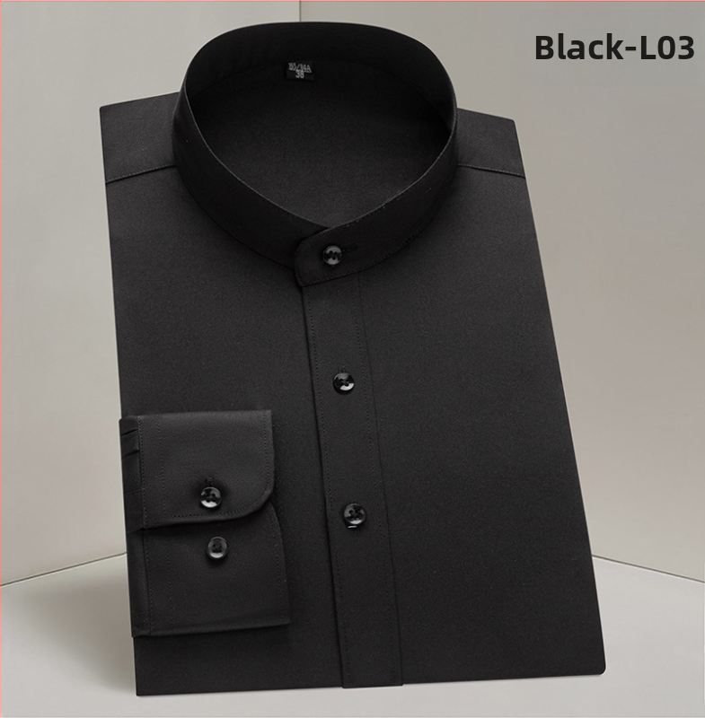 Pánske jesenné biele obchodné šaty s dlhým rukávom a čínskym golierom, čínsky štýl, čínsky tung oblek, pánska košeľa s cezhraničným vzorom