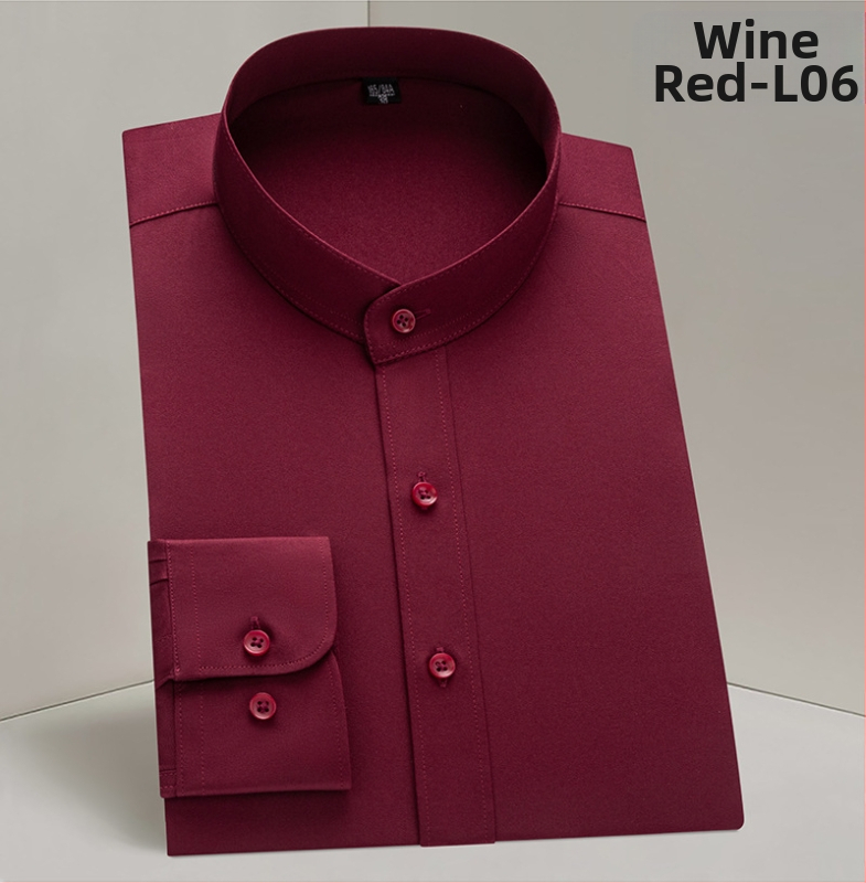 Pánske jesenné biele obchodné šaty s dlhým rukávom a čínskym golierom, čínsky štýl, čínsky tung oblek, pánska košeľa s cezhraničným vzorom