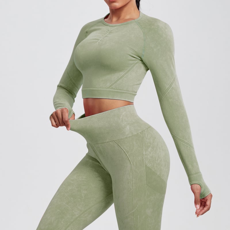 În stoc! Costum nou transfrontalier cu uscare rapidă, fără cusături, pentru yoga, sport, alergare, pantaloni cu mânecă lungă, costum de fitness pentru femei