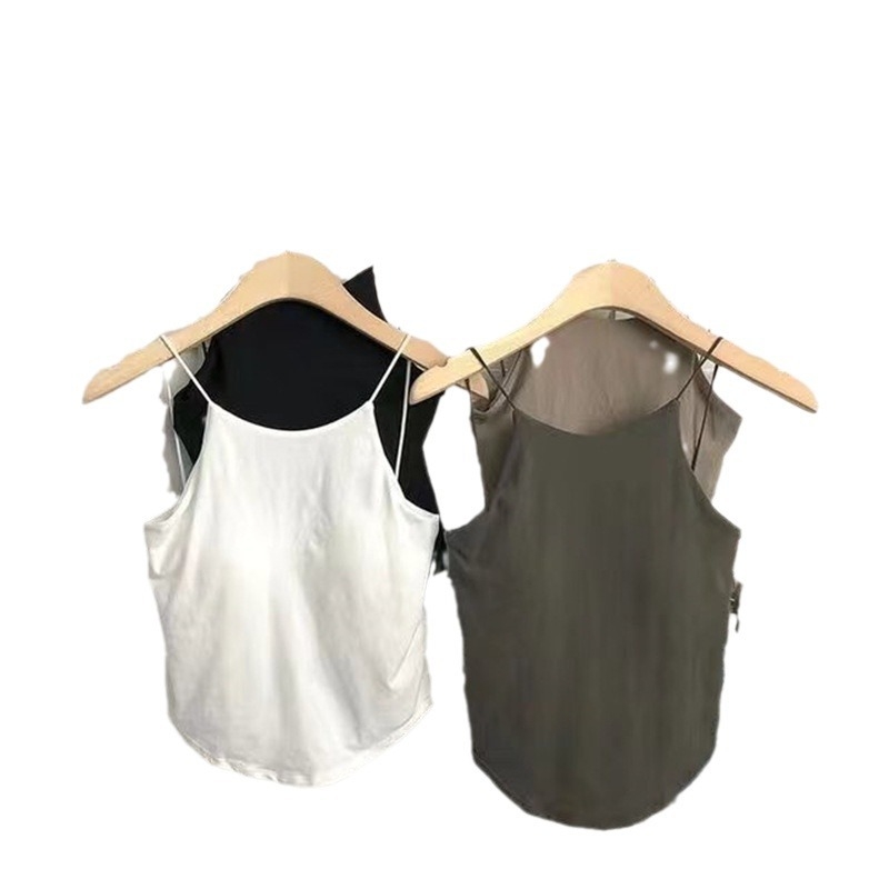 Prekrasan ženski ljetni tanki top s malim remenom i jastučićima za prsa, jednodijelni gornji dio, osnovni kaput, ženski veleprodajni