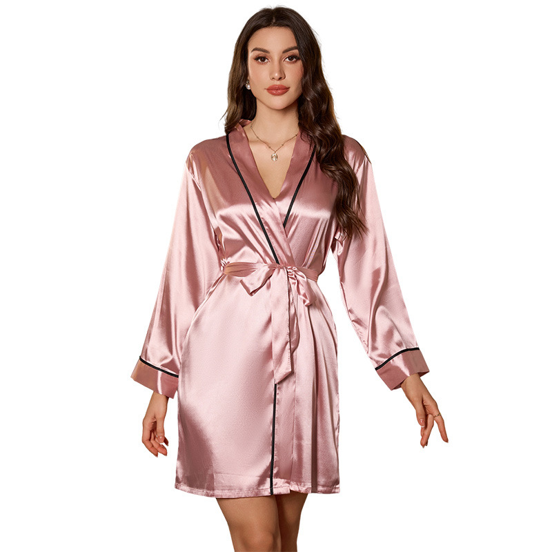 Denny Lynn eiro stila seksīgs zīda naktskrekls sieviešu garām piedurknēm ikdienas mājas apģērbs garš halāts ar mežģīnēm rīta skrējiens